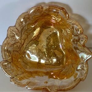 Vintage Marigold Amber Indiana Carnival Glass Fruit Bowl Dish LoganBerry MCM